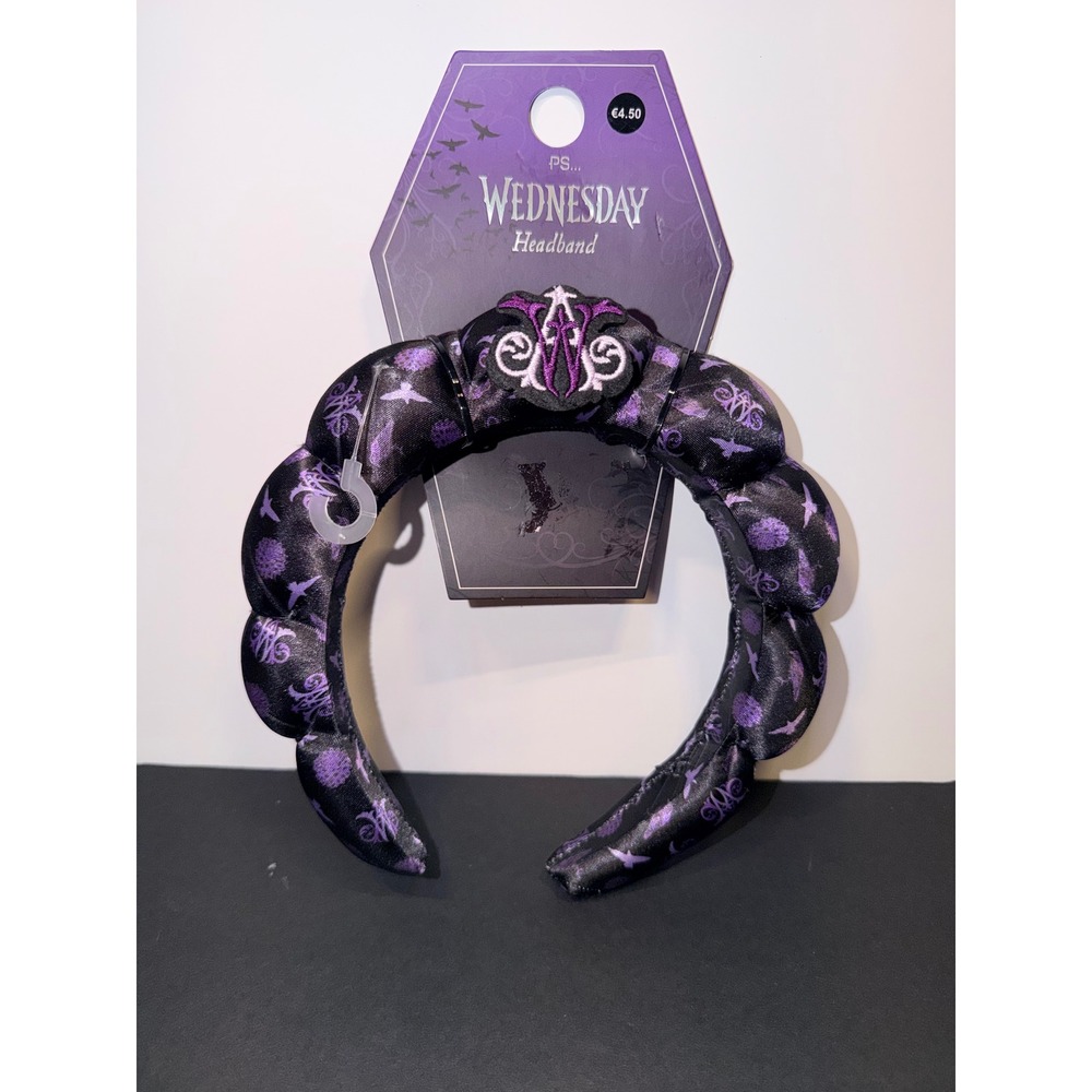 PS Wednesday Addams Padded Headband Purple Black Raven Nevermore Academy Crest